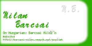 milan barcsai business card